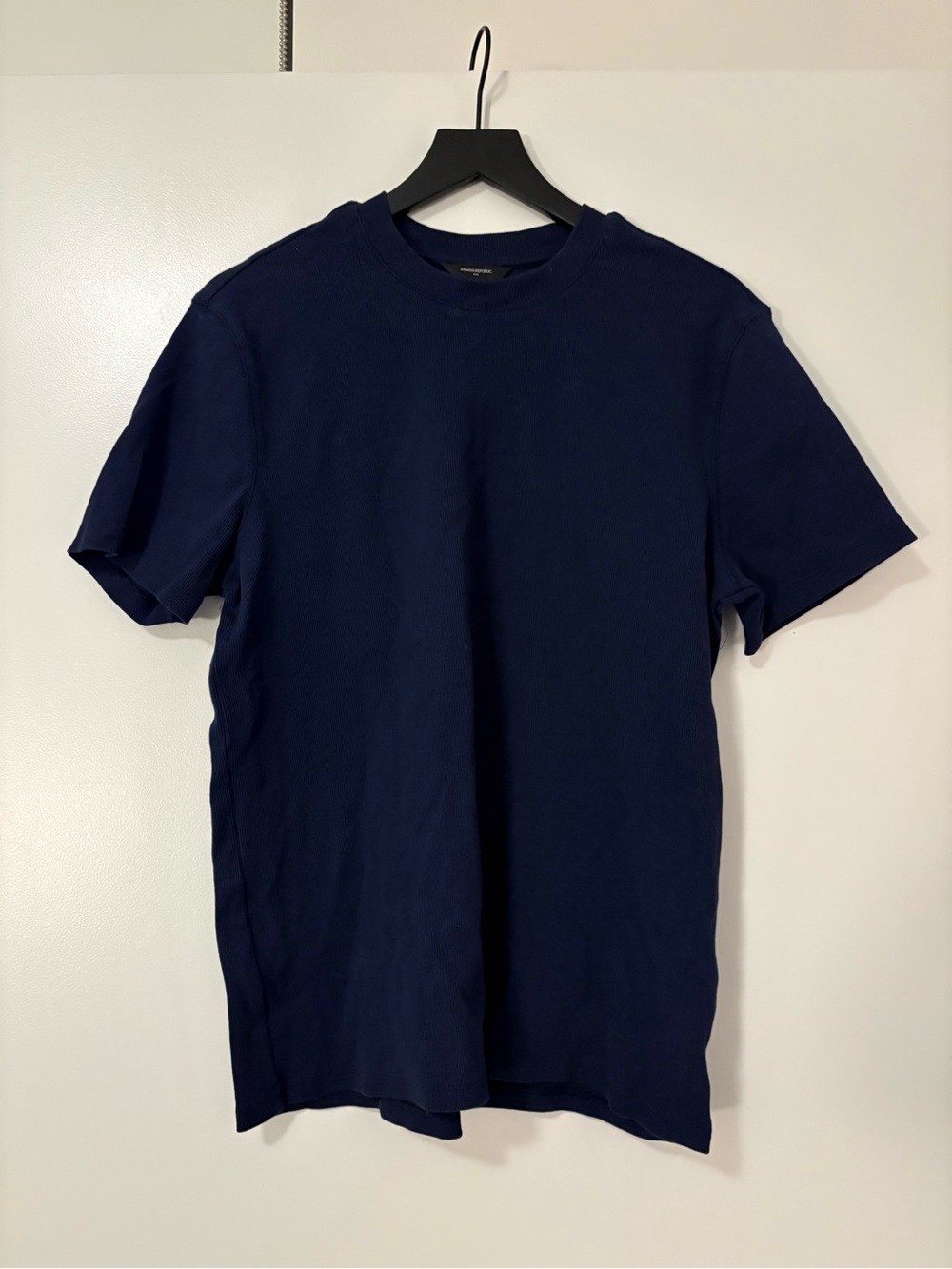 Banana Republic Ribbed Navy Crewneck Short Sleeve Tee